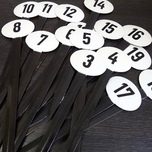 Enamel garden stake / flowerbed stake numbers vintage 60s, country house decoration, shabby chic