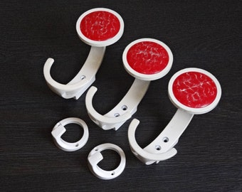 5 vintage coat hooks from the 70s, Space Age coat hook set