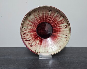 Uwe Rast Studio ceramic wall plate 70s oxblood/copper reduction glaze