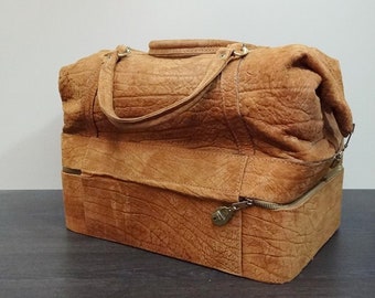 Cool vintage leather weekender 50s, Italian vintage leather travel bag