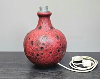 Ruscha Fat Lava lamp base red 70s West German Pottery vintage ceramic table lamp