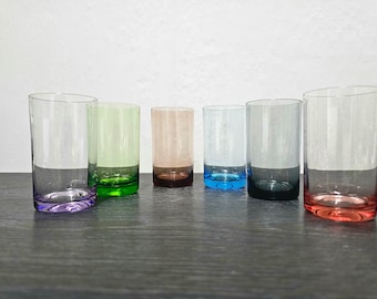 6 colorful Süßmuth juice glasses from the 1960s, midcentury modern juice glasses