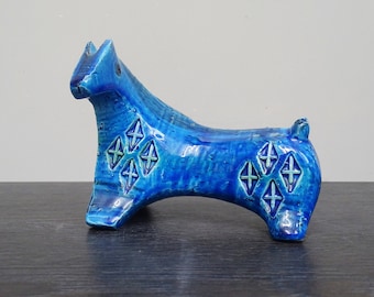 Bitossi Horse Rimini Blue 60s Italy - Abstract Ceramic Horse Bitossi /Flavia Montelupo