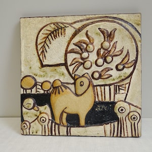Midcentury Noomi Backhausen Soholm ceramic wall picture 70/80s vintage stoneware wallplate Denmark