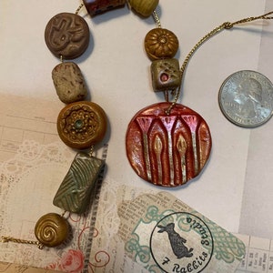 Artisan Clay Rustic Beads Papyrus Themed Mix Handmade Bead Mix Pendant