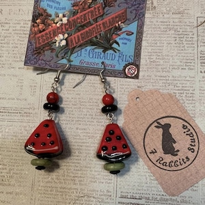 Summer Picnic Watermelon Beaded Earrings
