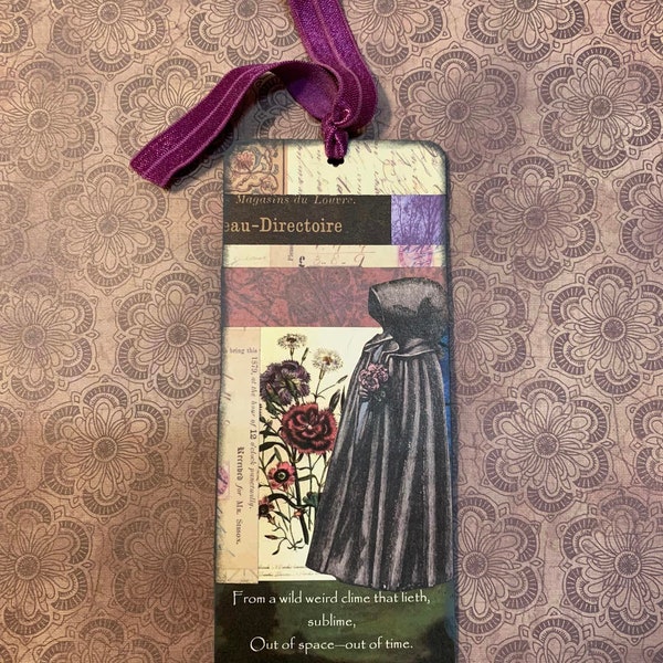 Dark Visitor Edgar Allan Poe Bookmark Paper Collage Bookmark Raven