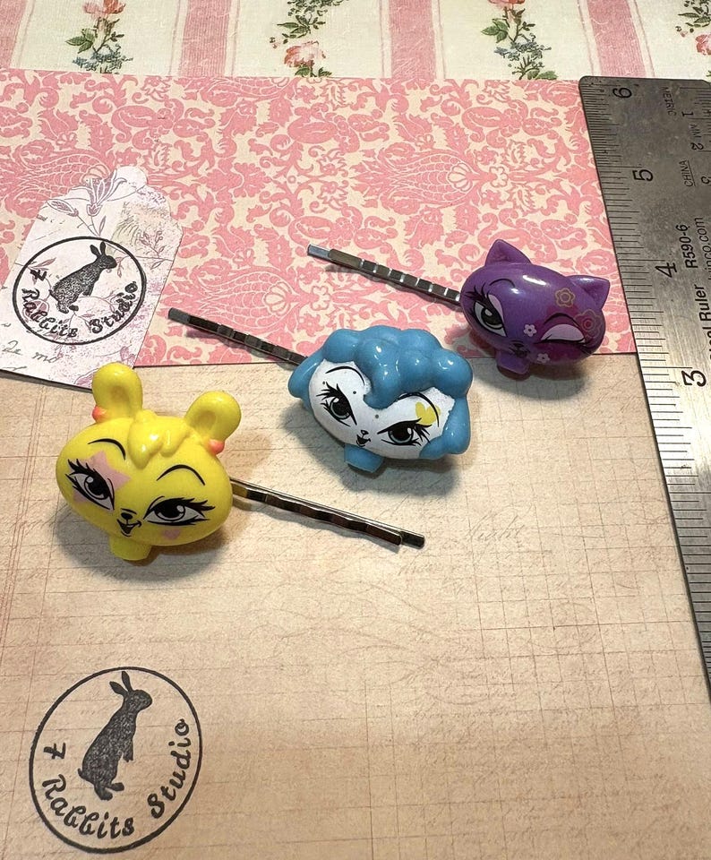 Bobby Ruler 3 Littlest Pet Shop Bobby Pins Upcycled Toys Barrettes Hair Pin ...