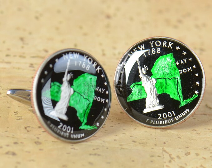 Cufflinks New York coin men United States Coin Collector Gifts,Dad Coin Gift,Upcycled,mens gift accessories jewelry