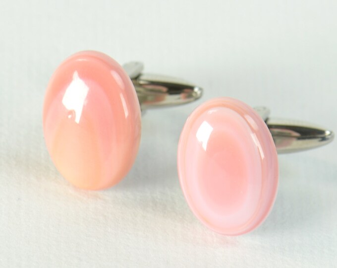 Pink SeaShell Gemstone Cufflinks Cuff links mens accessories jewelry gift