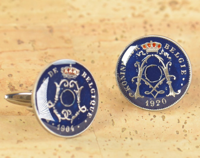 Belgium Cufflinks - Antique coins Coin Collector Gifts,Dad Coin Gift,Upcycled,mens gift accessories jewelry