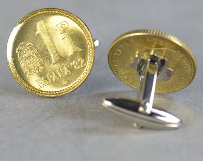 Cufflinks Spanish Peseta Old Coin-gemelos peseta Coin Collector Gifts,Dad Coin Gift,Upcycled,mens gift accessories jewelry