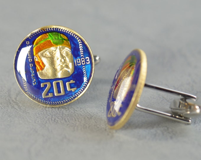 Men Cufflinks Mexican Coin Mexico Coin Collector Gifts,Dad Coin Gift,Upcycled,mens gift accessories jewelry