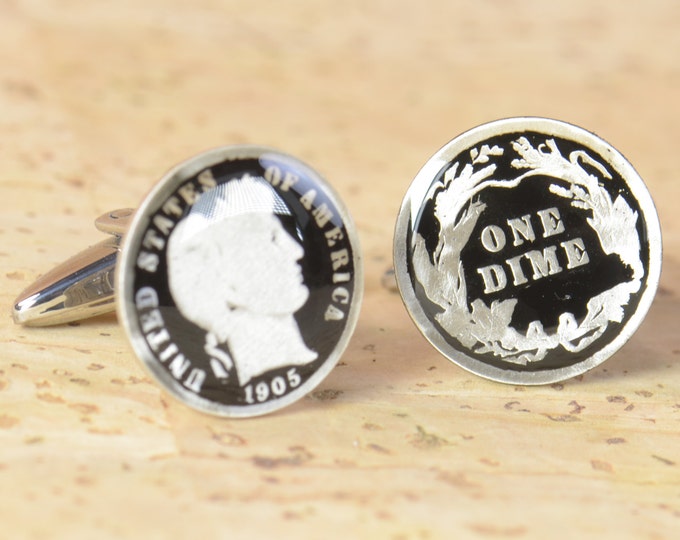 Cufflinks sterling silver original antique dime coin United States Coin Collector Gifts,Dad Coin Gift,Upcycled,mens gift accessories jewelry