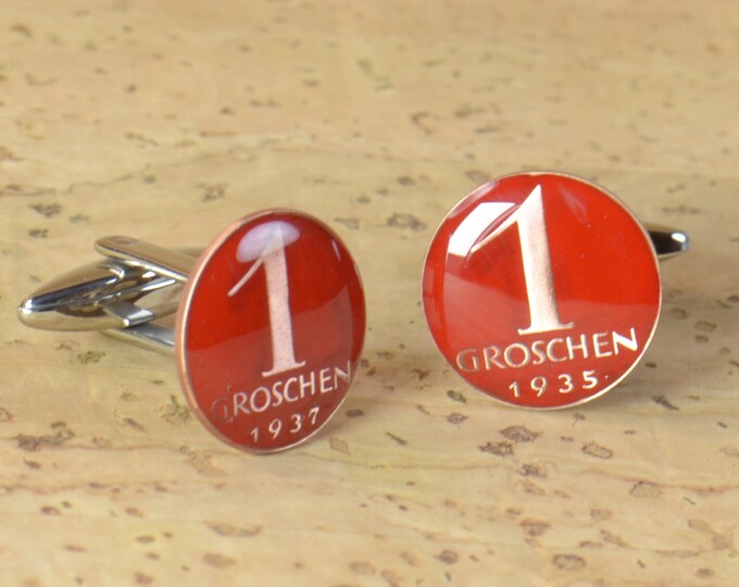 Enamel  Cufflinks - Austria Coin Coin Collector Gifts,Dad Coin Gift,Upcycled,mens gift accessories jewelry