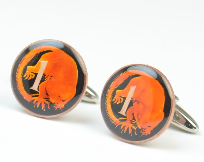 Cufflinks Australia enamel  1 cent Coin Coin Collector Gifts,Dad Coin Gift,Upcycled,mens gift accessories jewelry