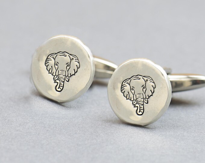 Elephant sterling silver cufflinks.Men accessories,Cuff links-Elephant  accesories. Elephant lovers