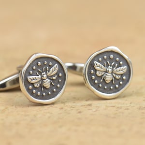 Bee sterling silver cufflinks.Men accessories,Cuff links-Bee Keeper. Bee lovers