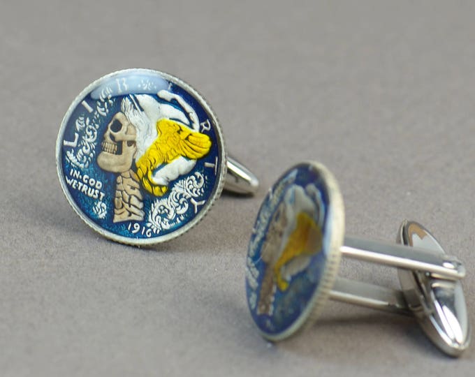 Cufflinks  skull Mercury dime coin United States Coin Collector Gifts,Dad Coin Gift,Upcycled,mens gift accessories jewelry