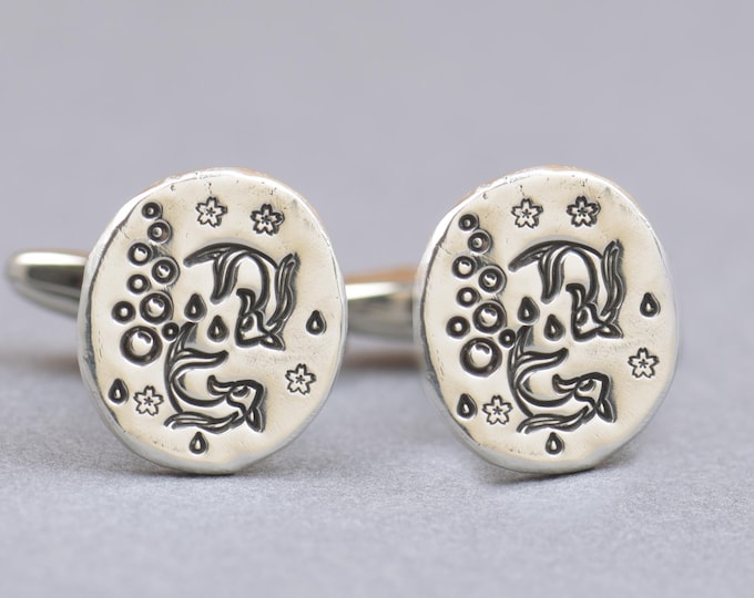 Koi Fish sterling silver cufflinks.Men accessories,Sterling silver Stainless steel.Japanese cufflinks.Fish lovers.Cherry blossom cufflinks