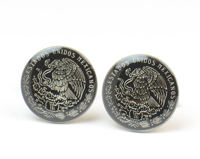 Men Cufflinks Mexican Coin Mexico Coin Collector Gifts,Dad Coin Gift,Upcycled,mens gift accessories jewelry