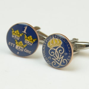 Sweden antique Coin Cufflinks -  Scandinavian Coin Collector Gifts,Dad Coin Gift,Upcycled,mens gift accessories jewelry