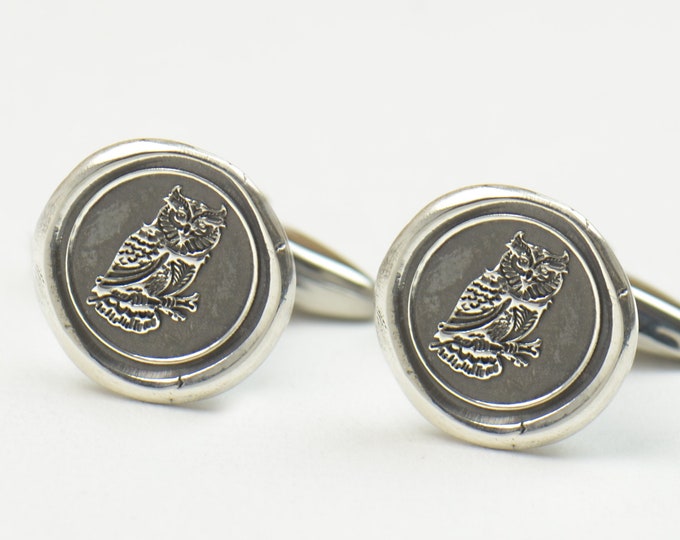 Owl sterling silver cufflinks.Men accessories,Cuff links- Owl lovers
