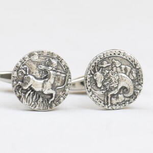 Zodiac sterling silver cufflinks, Horoscope Cufflinks. Men accessories,Cuff links- Vintage style