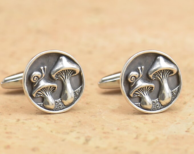 Mushroom Fungi sterling silver cufflinks.Men accessories,Cuff links
