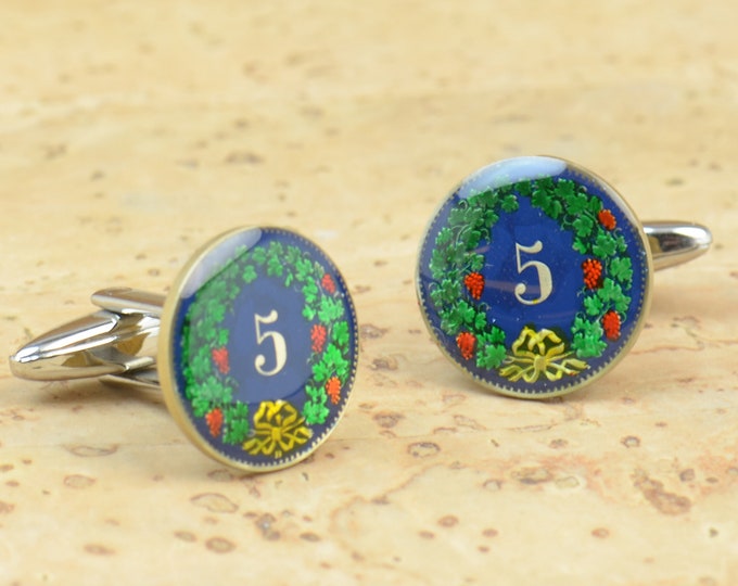 Switzerland coins Cufflinks Coin Collector Gifts,Dad Coin Gift,Upcycled,mens gift accessories jewelry