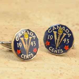 Cufflinks  Coin Canada 5 cents five cents real coin.Antique coin cuff links