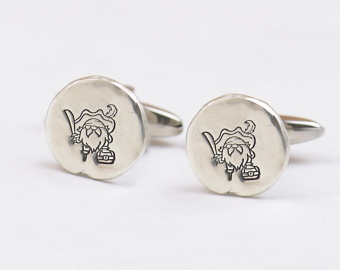 Pirate Gnome sterling silver cufflinks.Men accessories,Stainless steel, Runes Cufflinks,Pirate warrior cufflinks.Pirate  Cufflinks