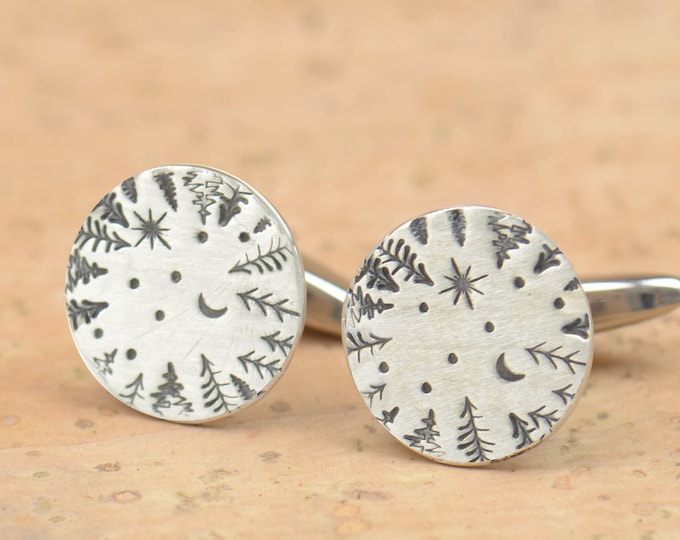 Ursa Minor Ursa Major sterling silver,cooper or brass cufflinks.Men accessories,Cuff links-big dipper, little dipper ,moon ,shot star