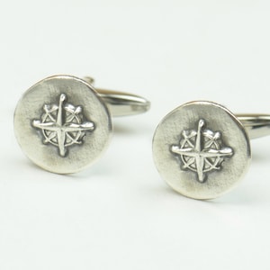 Compass sterling silver cufflinks.Men accessories,Cuff links-Stainless universe galaxy physics find your way