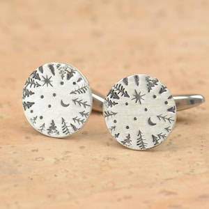 Ursa Minor Ursa Mens Star Cufflinks: Big Dipper Moon Motif - Sterling Silver, Brass or Copper,