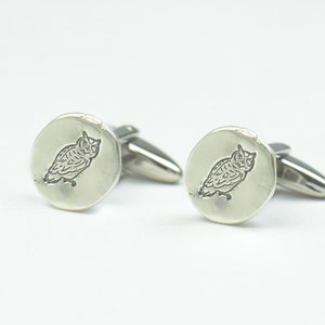 Owl sterling silver cufflinks.Men accessories,Cuff links- Owl lovers