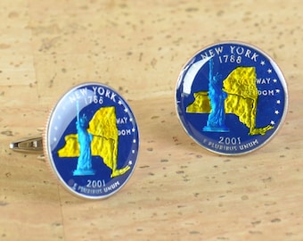 Cufflinks New York coin men United States Coin Collector Gifts,Dad Coin Gift,Upcycled,mens gift accessories jewelry