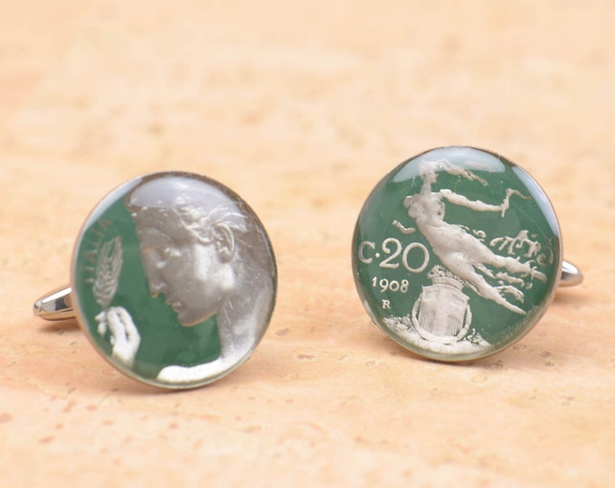 Italian Cufflinks - Antique coins Italy Coin Collector Gifts,Dad Coin Gift,Upcycled,mens gift accessories jewelry