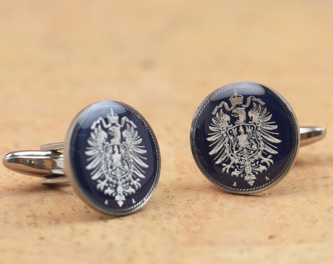 Men Cufflinks Germany enamel Coin.5 Pfennig.Accessories mens cuff links gift