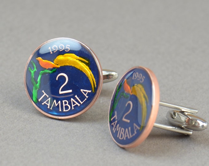 Enamel  Cufflinks - Malawi Coin Coin Collector Gifts,Dad Coin Gift,Upcycled,mens gift accessories jewelry