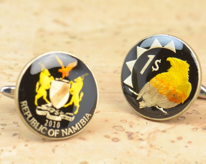 Cufflinks Namibia enamel Coin Coin Collector Gifts,Dad Coin Gift,Upcycled,mens gift accessories jewelry