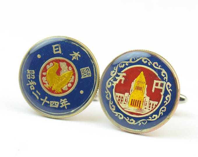 Cufflinks Coins Japan Coin Collector Gifts,Dad Coin Gift,Upcycled,mens gift accessories jewelry
