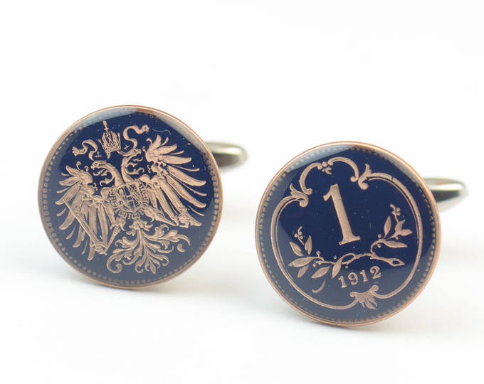 Enamel  Cufflinks - Austria Coin Coin Collector Gifts,Dad Coin Gift,Upcycled,mens gift accessories jewelry