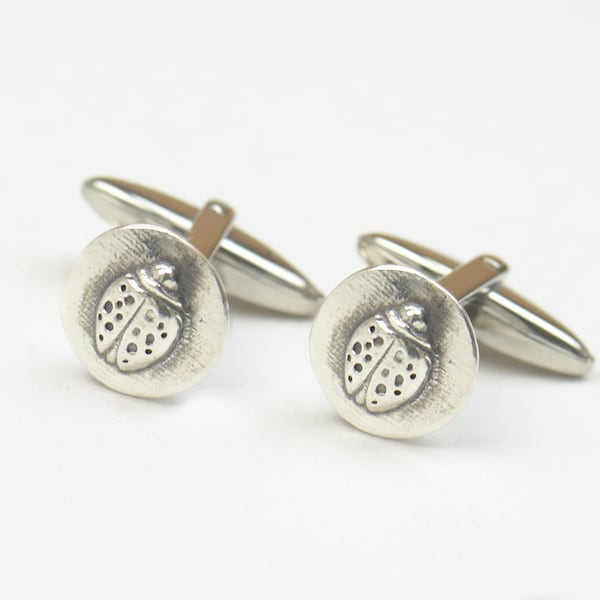 LadyBug sterling silver cufflinks.Men accessories,Cuff links-nature cufflinks. Insect lovers