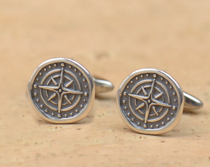 Compass sterling silver cufflinks.Men accessories,Cuff links-Stainless universe galaxy physics find your way