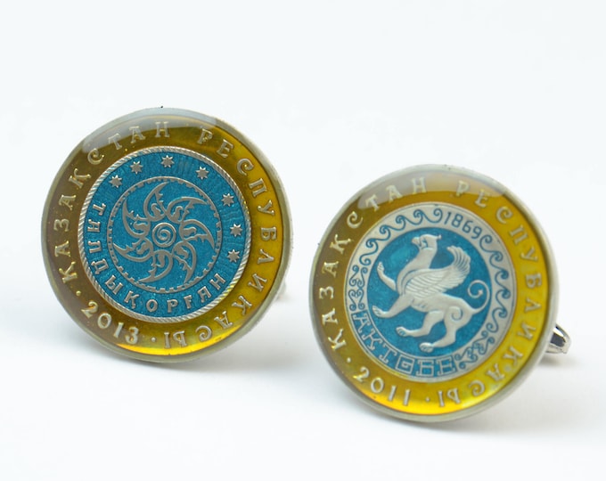 Cufflinks kazakhstan enamel Coin.Big size Cuff links accessories mens gift