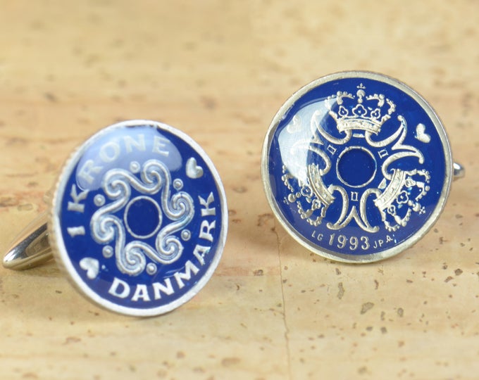 Denmark coin Cufflinks Coin Collector Gifts,Dad Coin Gift,Upcycled,mens gift accessories jewelry