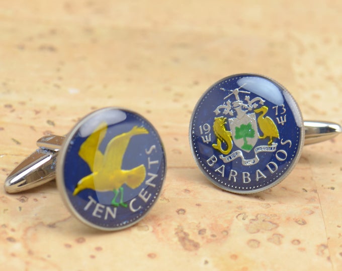 Cufflinks  Coin from Barbados Coin Collector Gifts,Dad Coin Gift,Upcycled,mens gift accessories jewelry