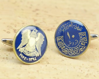 Cufflinks Syria enamel Coin Coin Collector Gifts,Dad Coin Gift,Upcycled,mens gift accessories jewelry