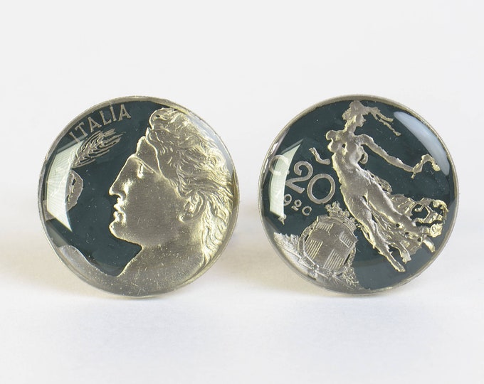 Italian Cufflinks - Antique coins Italy - Cuff links accessories mens gift jewelry